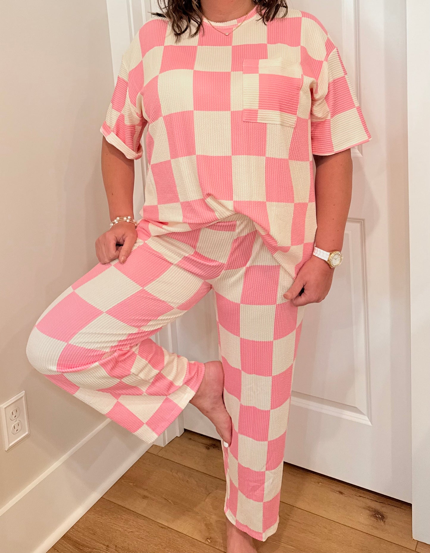 Hot Pink Checkered Top PLUS size