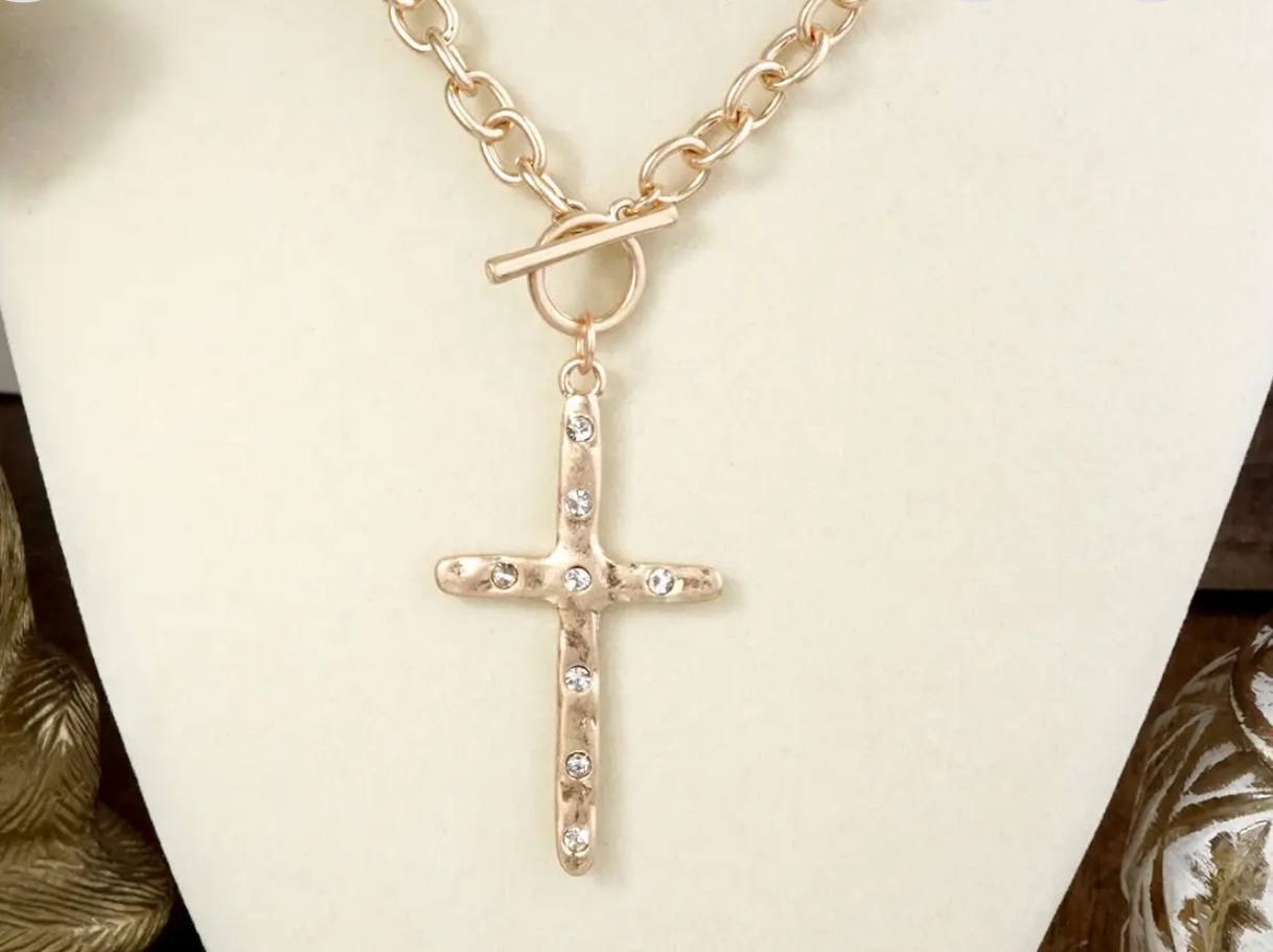 Hammered Cross Necklace