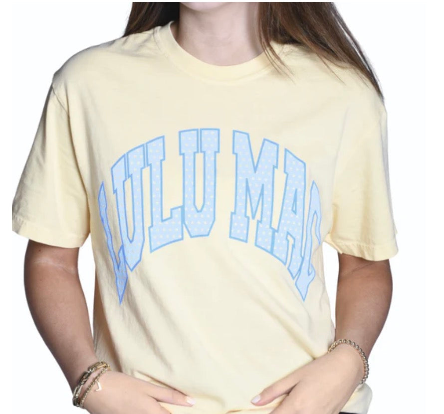 Lulu Mac Yellow with Blue\White Polka Dot