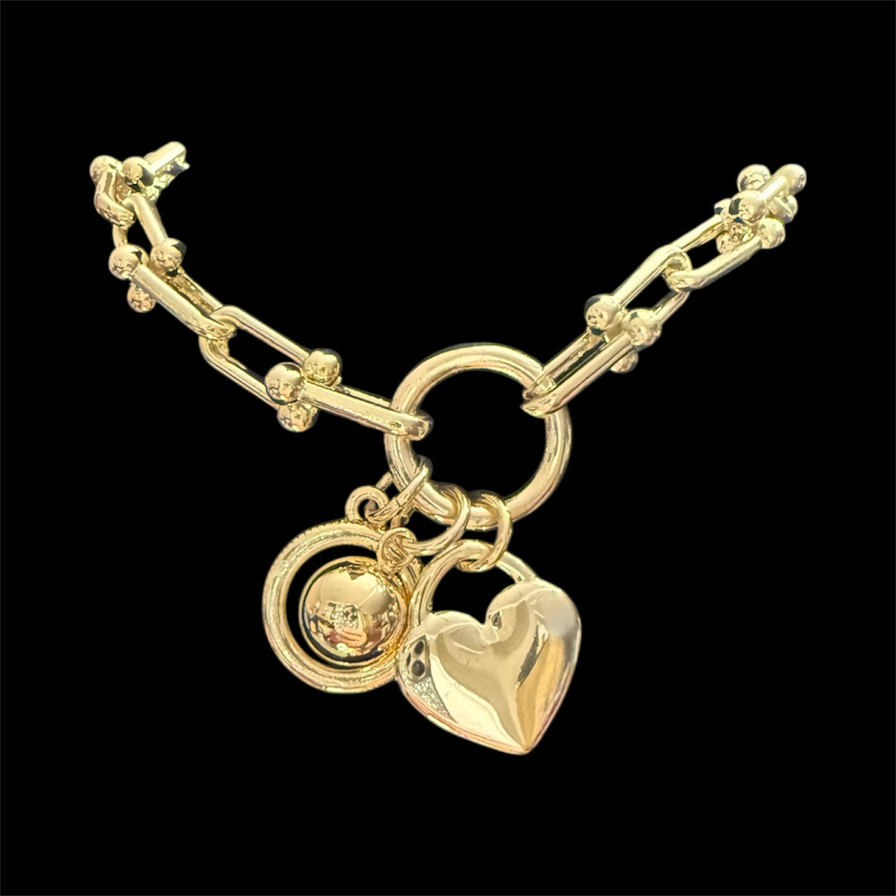 Heart Charm Link Bracelet