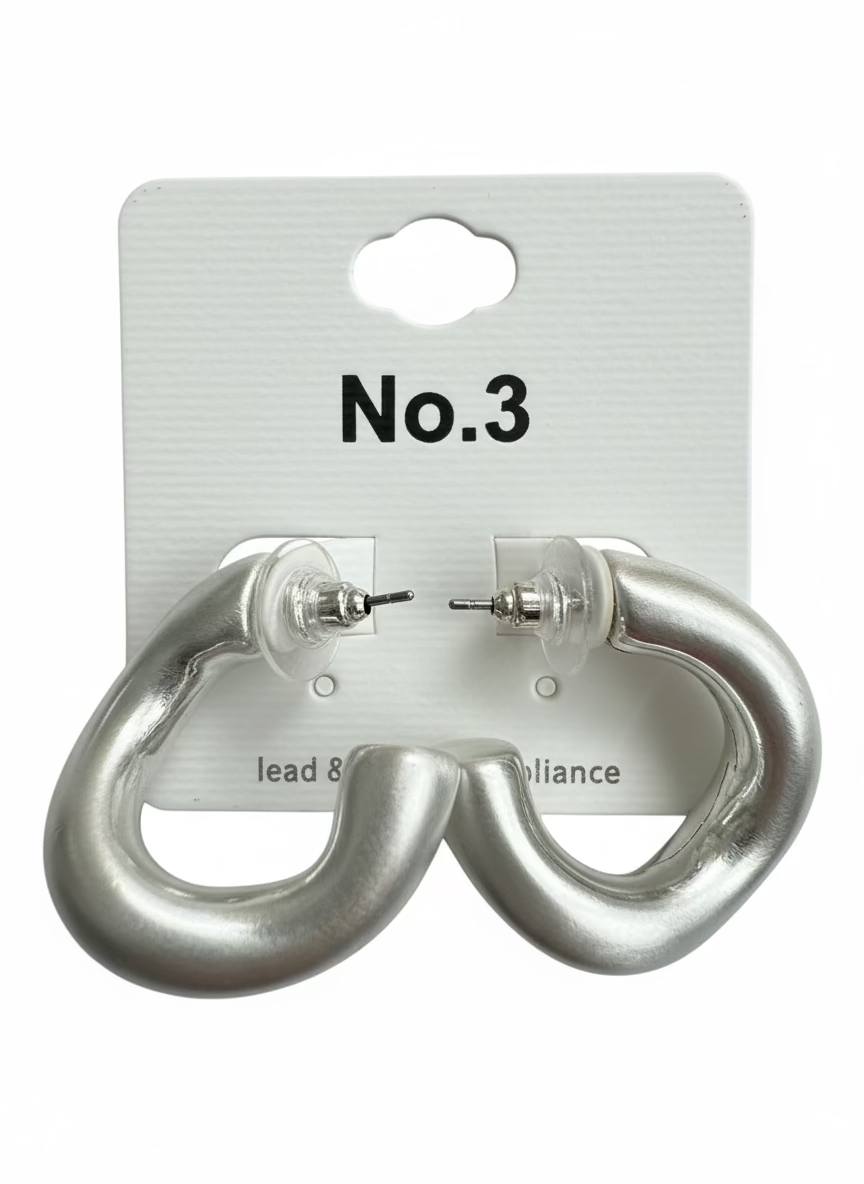Sculpted Flat Silver Hoops