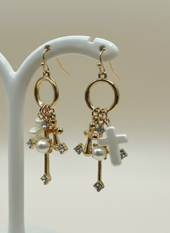Cross Charm Earring