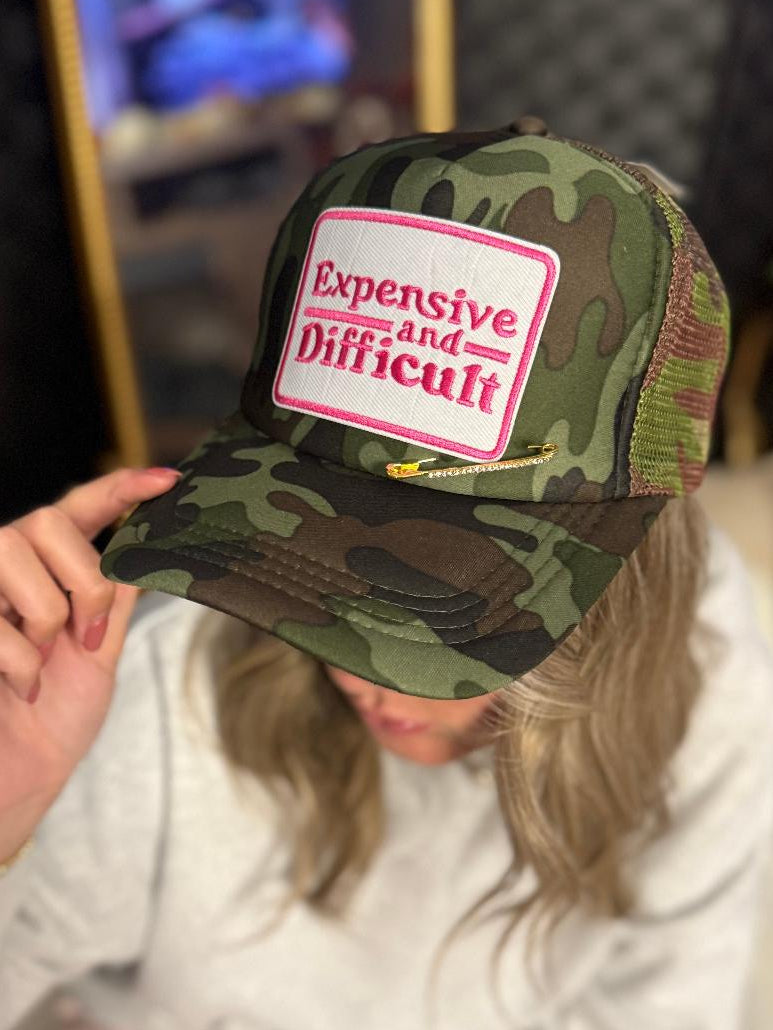 Expensive & Difficult Camo Trucker Hat