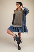 Olive Denim Ruffle Dress