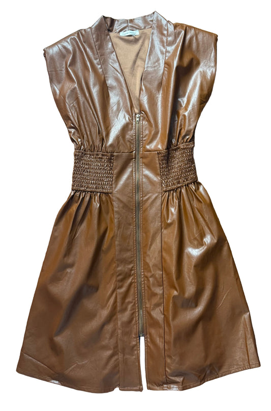 Leather Camel Dress