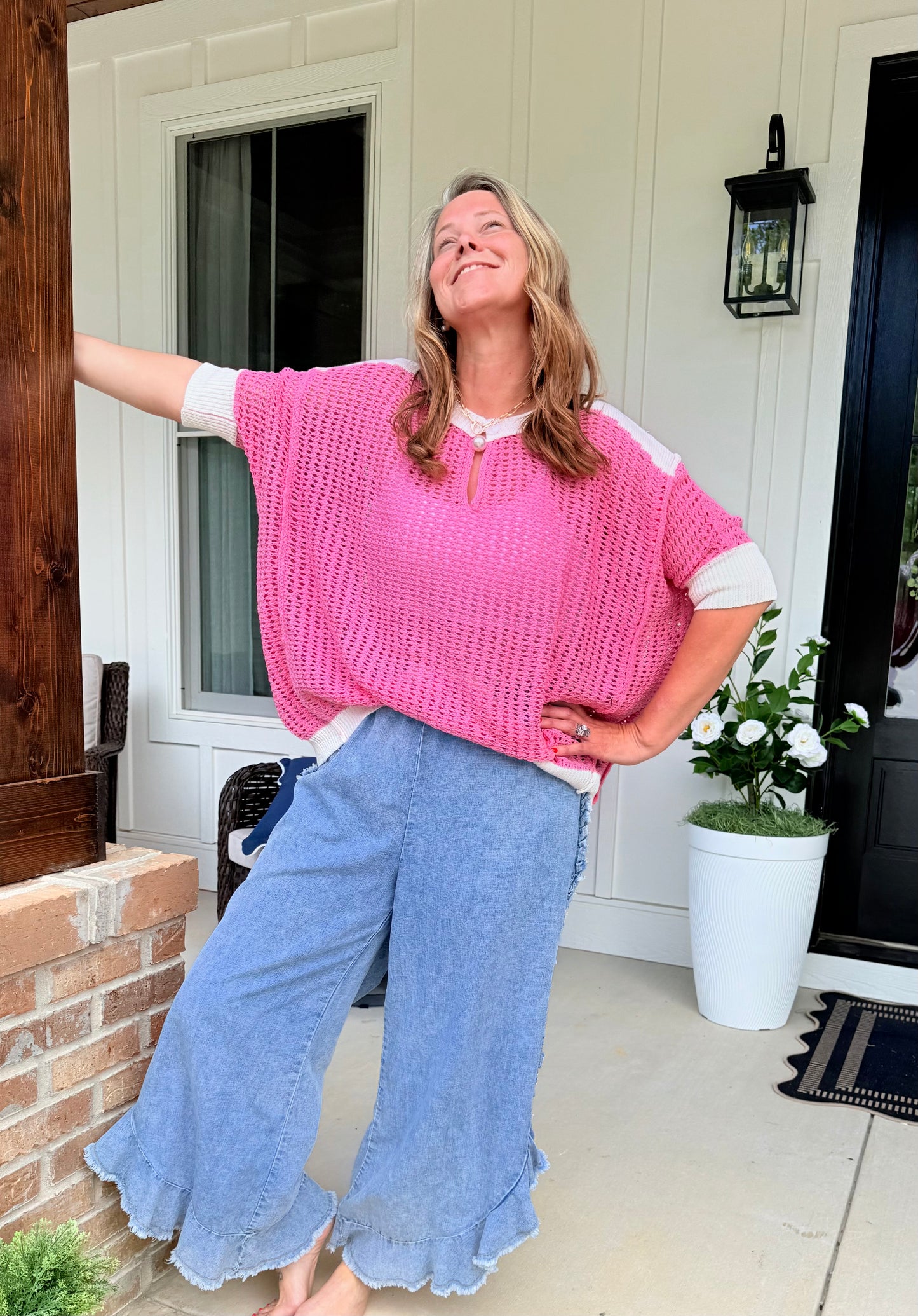 Spring Pink Net Sweater