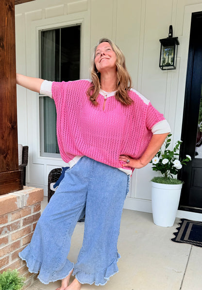 Spring Pink Net Sweater