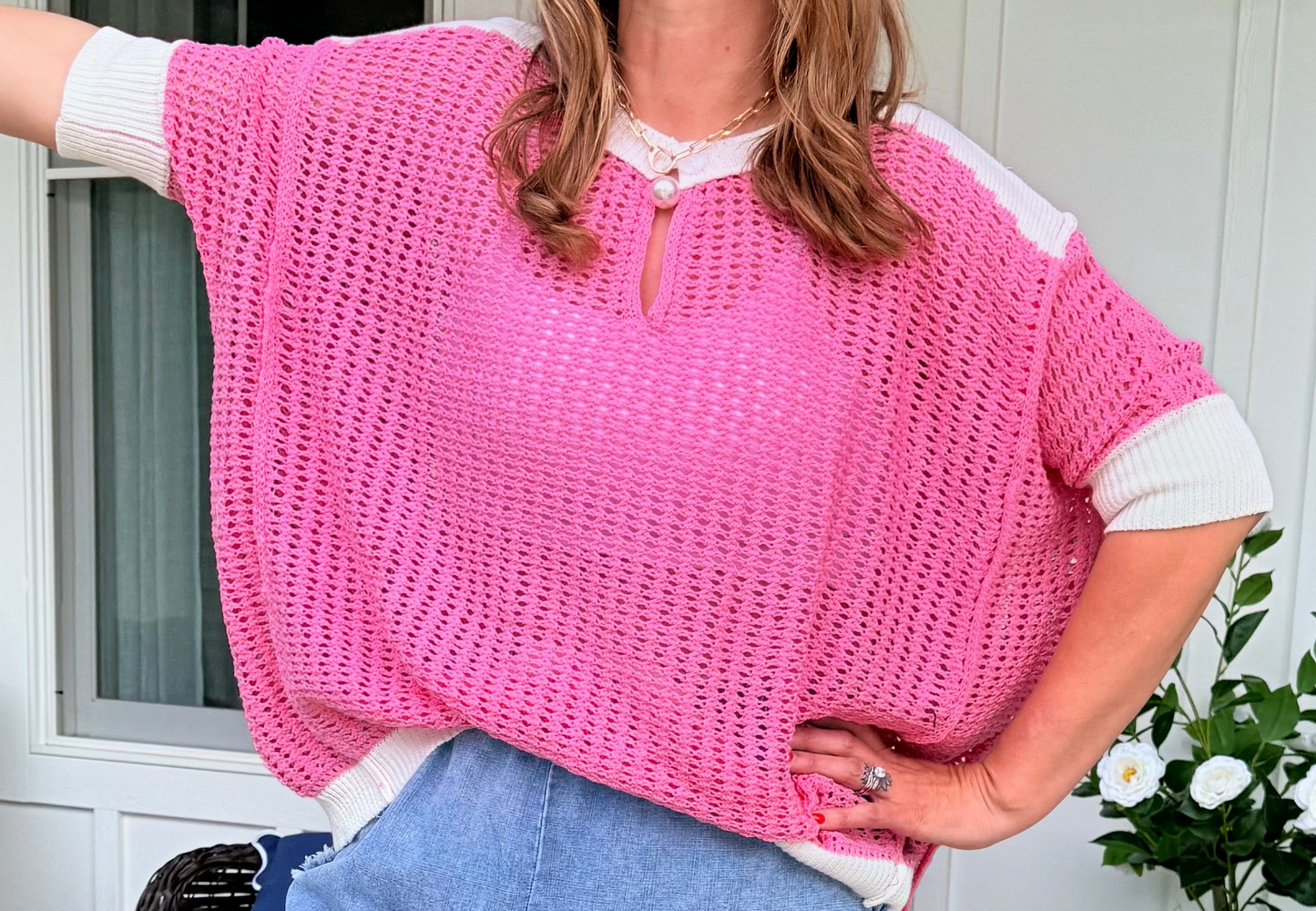 Spring Pink Net Sweater