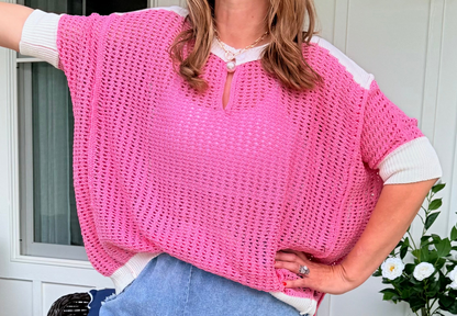 Spring Pink Net Sweater