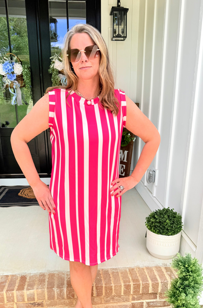Pink & White Striped Dress