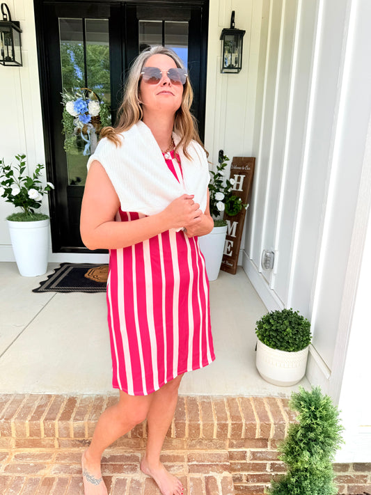 Pink & White Striped Dress