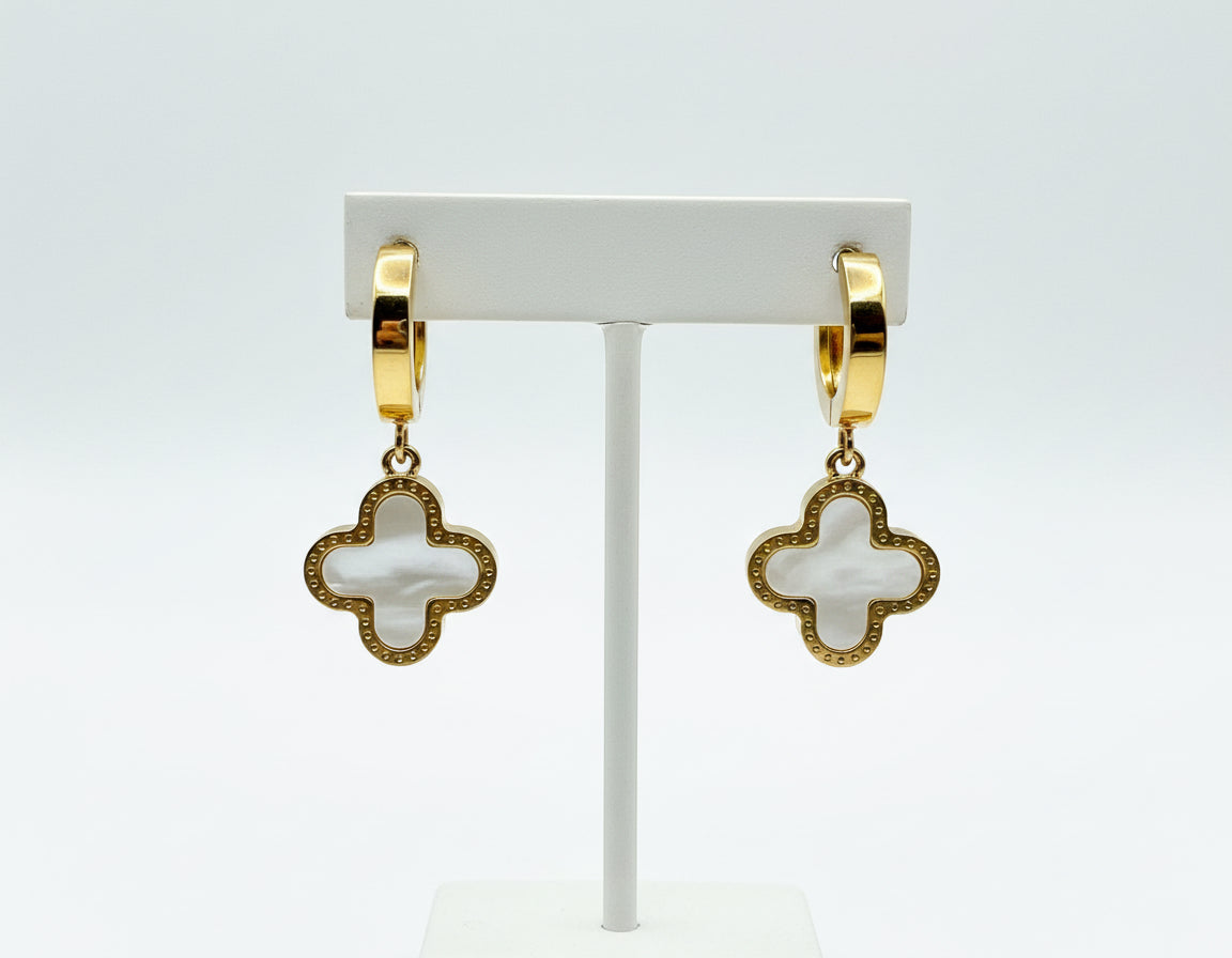 Clover Pearl Hoops