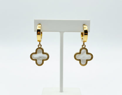Clover Pearl Hoops