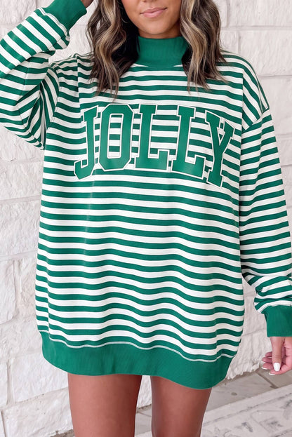 Christmas Slogan Printed Mock Neck Oversized Sweatshirt S–4X