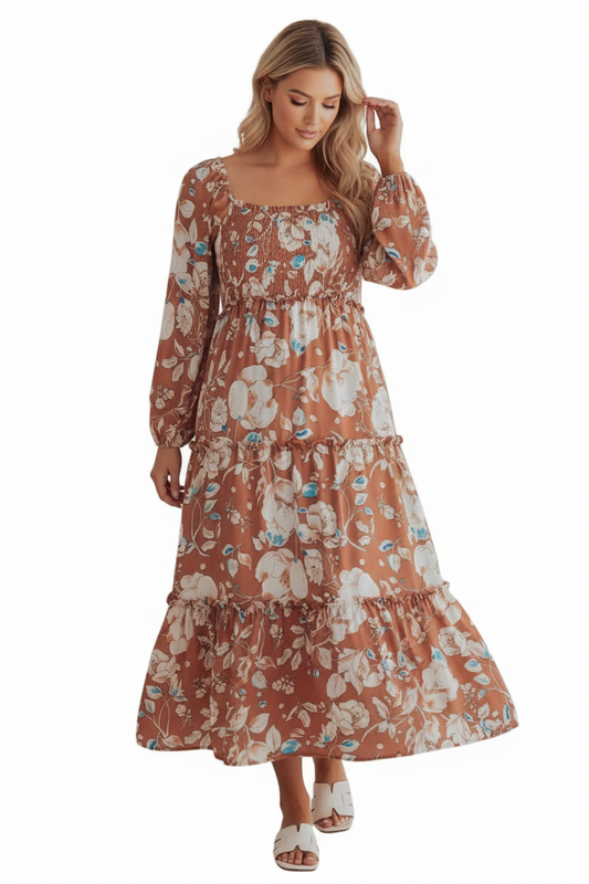 Brown Floral Maxi Dress