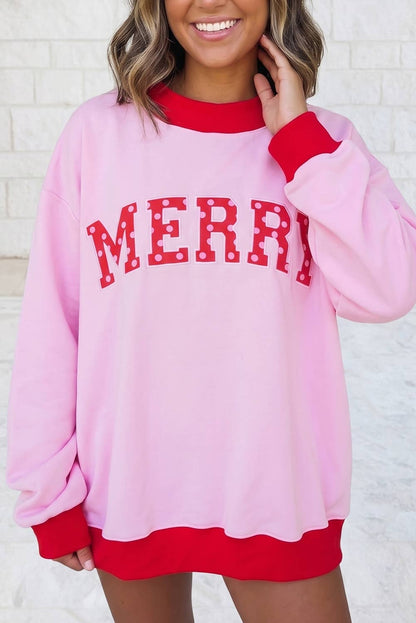 Polka Dots MERRY Graphic Mock Neck Sweatshirt S–4X