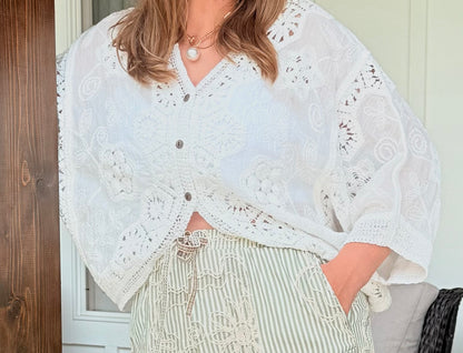 Crochet Floral Embroidery Top