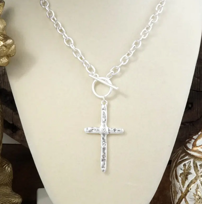 Hammered Cross Necklace