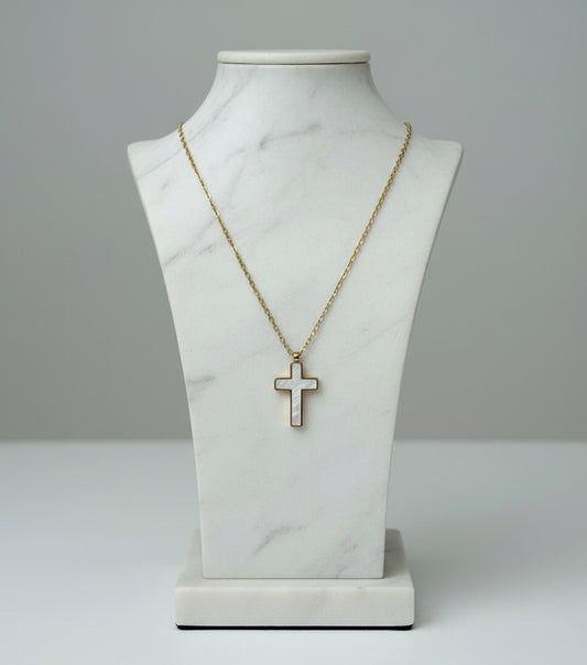 Small Pearl Cross Necklace