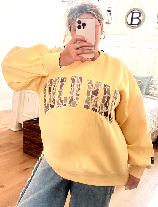Butter Yellow Camo LuLu Mac Sweatshirt
