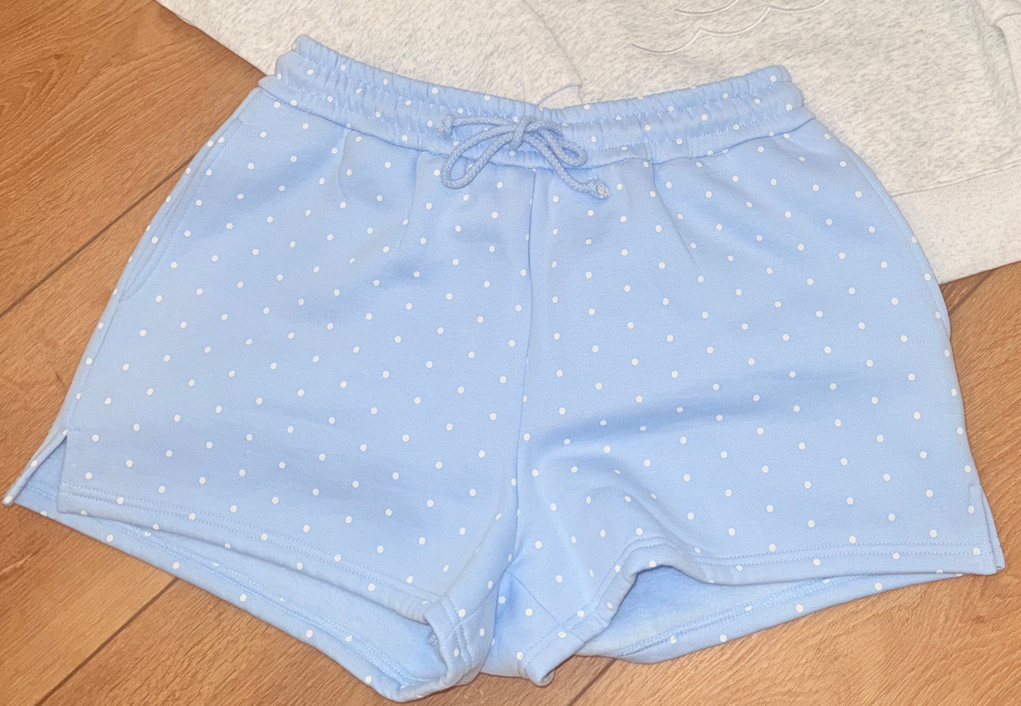 Blue Polka Dot Draw String Shorts