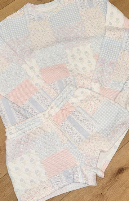 Blue Quilted Pastel Shorts