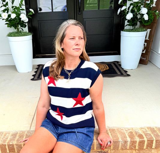 Sleeveless Star Stripe Sweater
