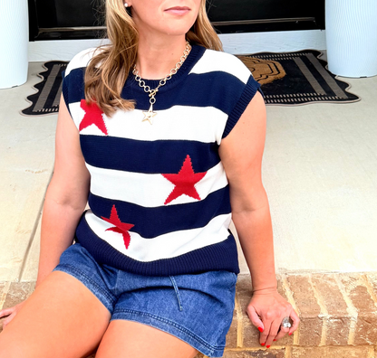 Sleeveless Star Stripe Sweater