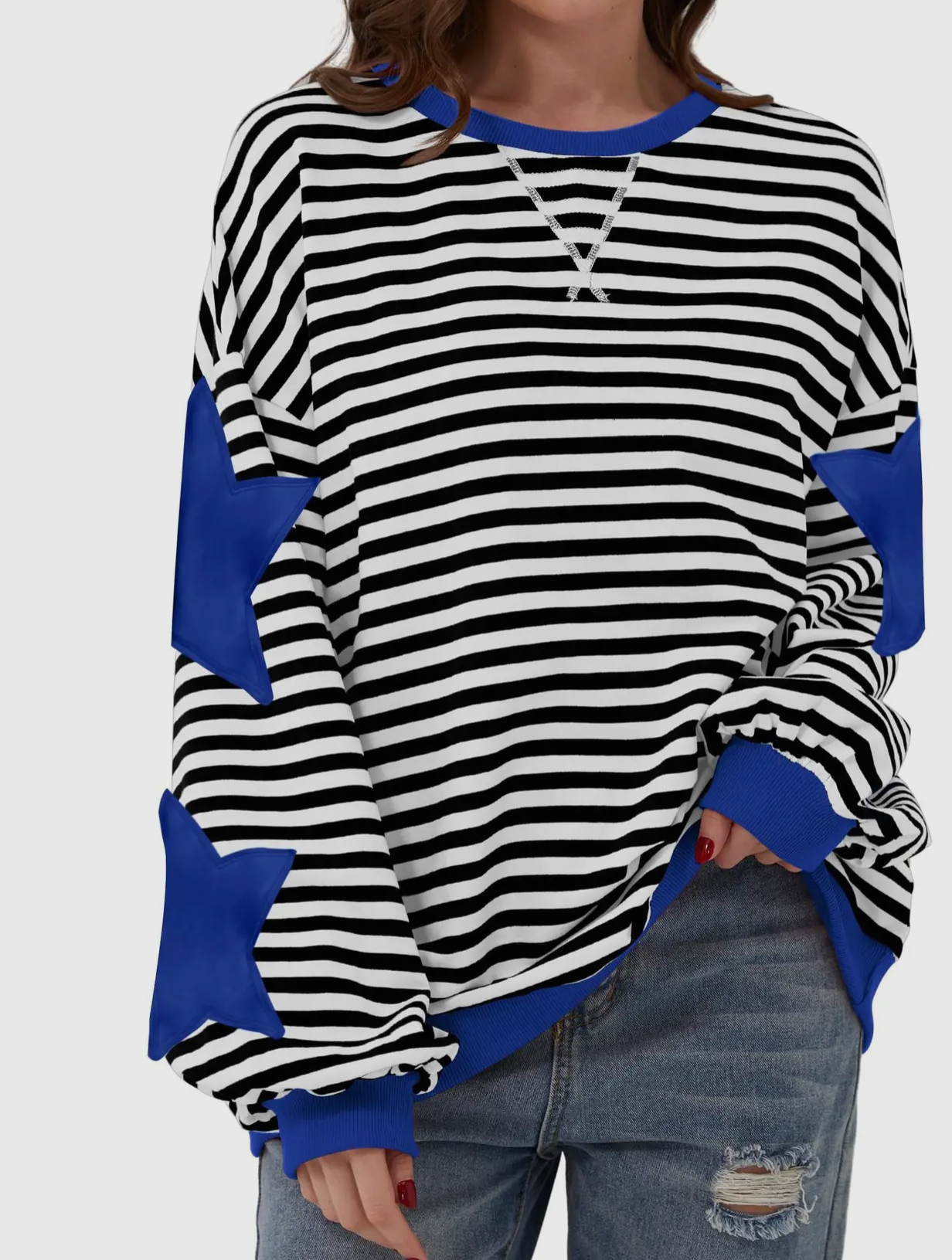 Royal Blue Star Stripped Top