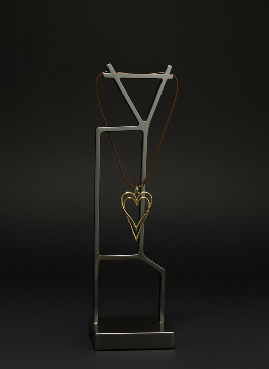 Gold Hollow Heart Brown Long Necklace