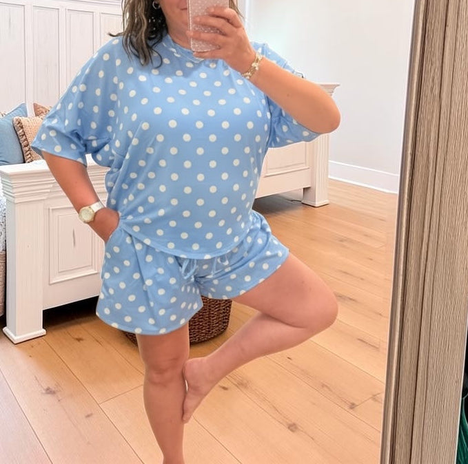 Baby Blue Polka Dot Shorts