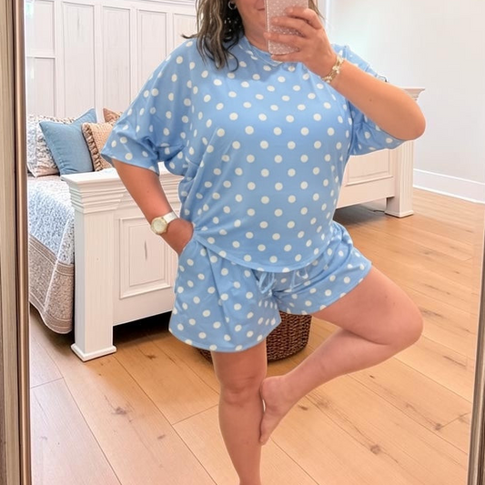 Baby Blue Polka Dot Top