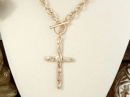 Hammered Cross Necklace