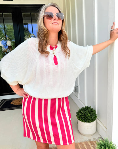 Gold Button Ivory Spring Sweater