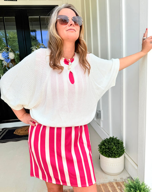 Gold Button Ivory Spring Sweater
