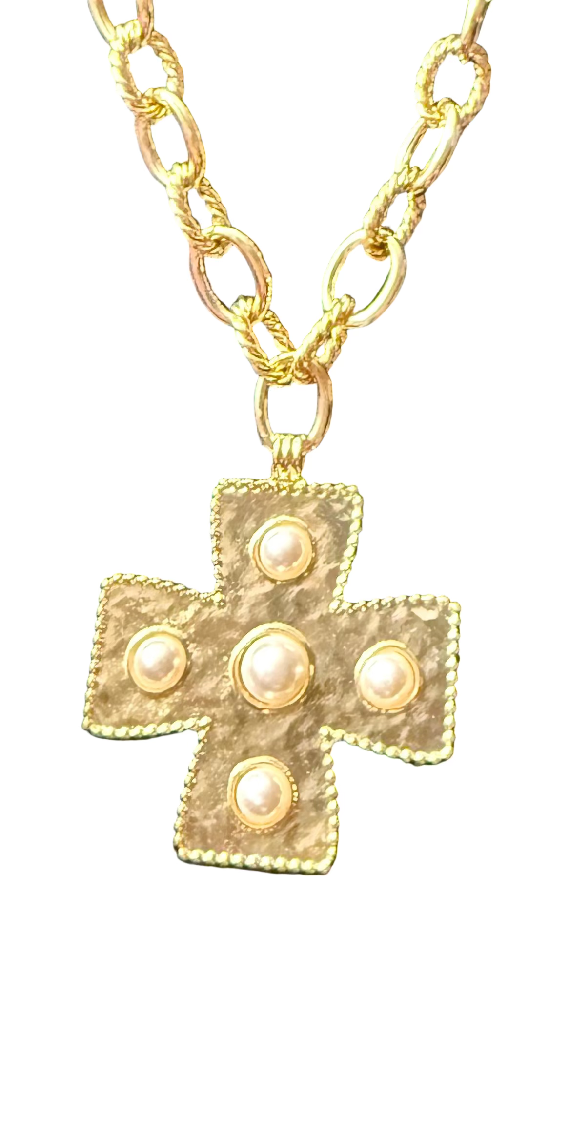 Round Pearl Cross Chain