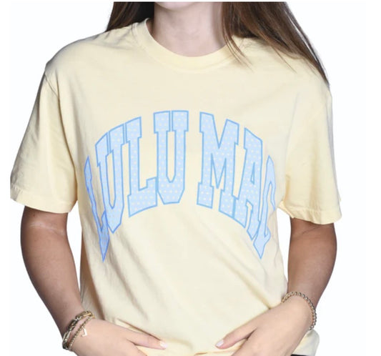 Lulu Mac Yellow with Blue\White Polka Dot