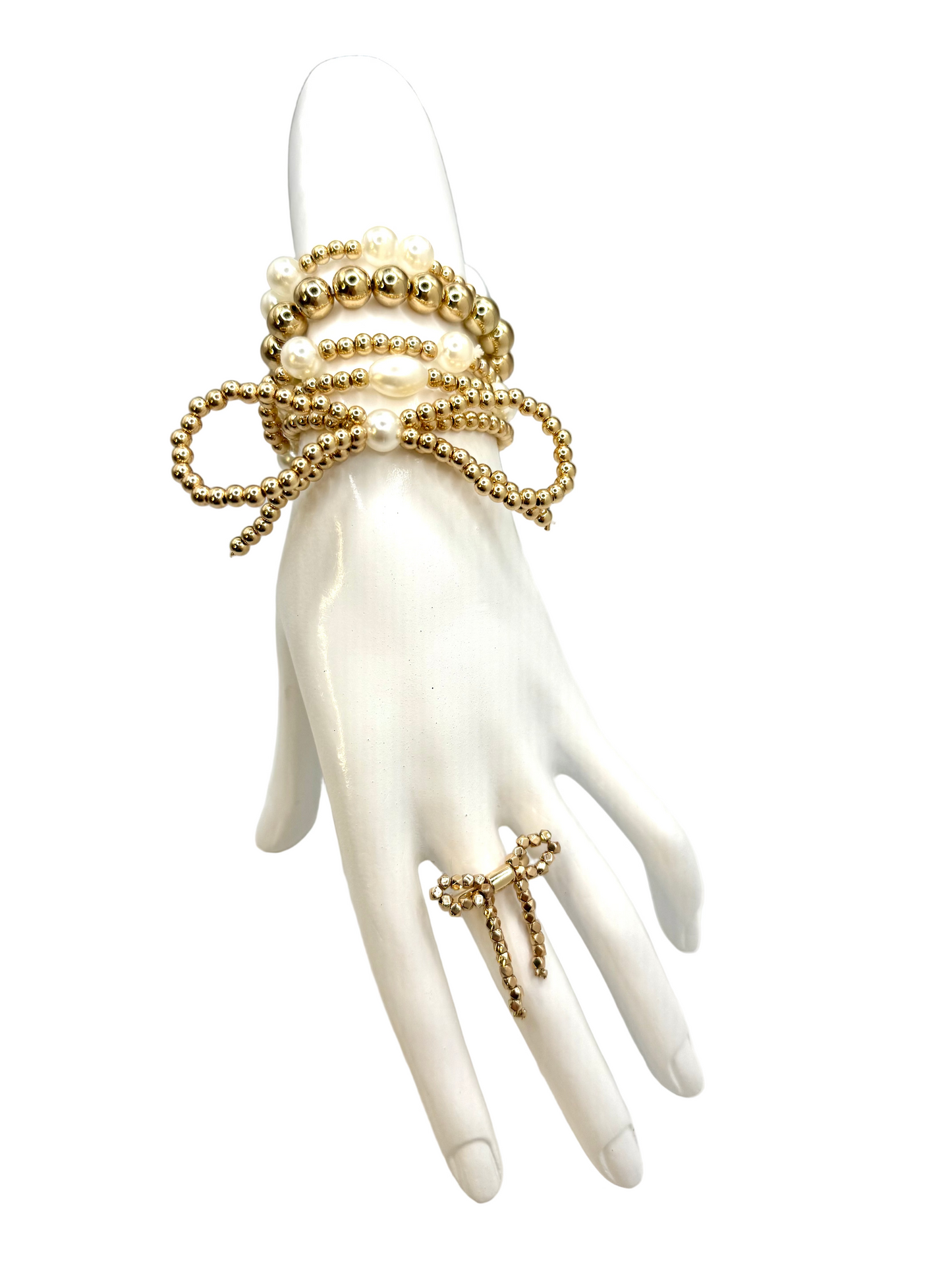 Pearl Bow Bracelet Stack