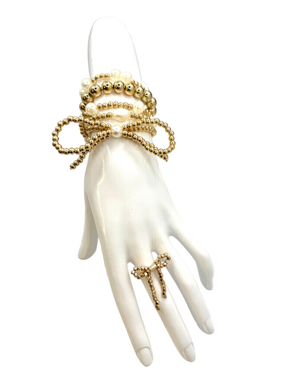Pearl Bow Bracelet Stack