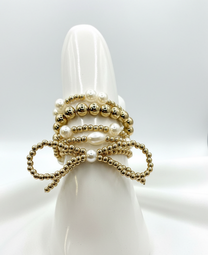 Pearl Bow Bracelet Stack