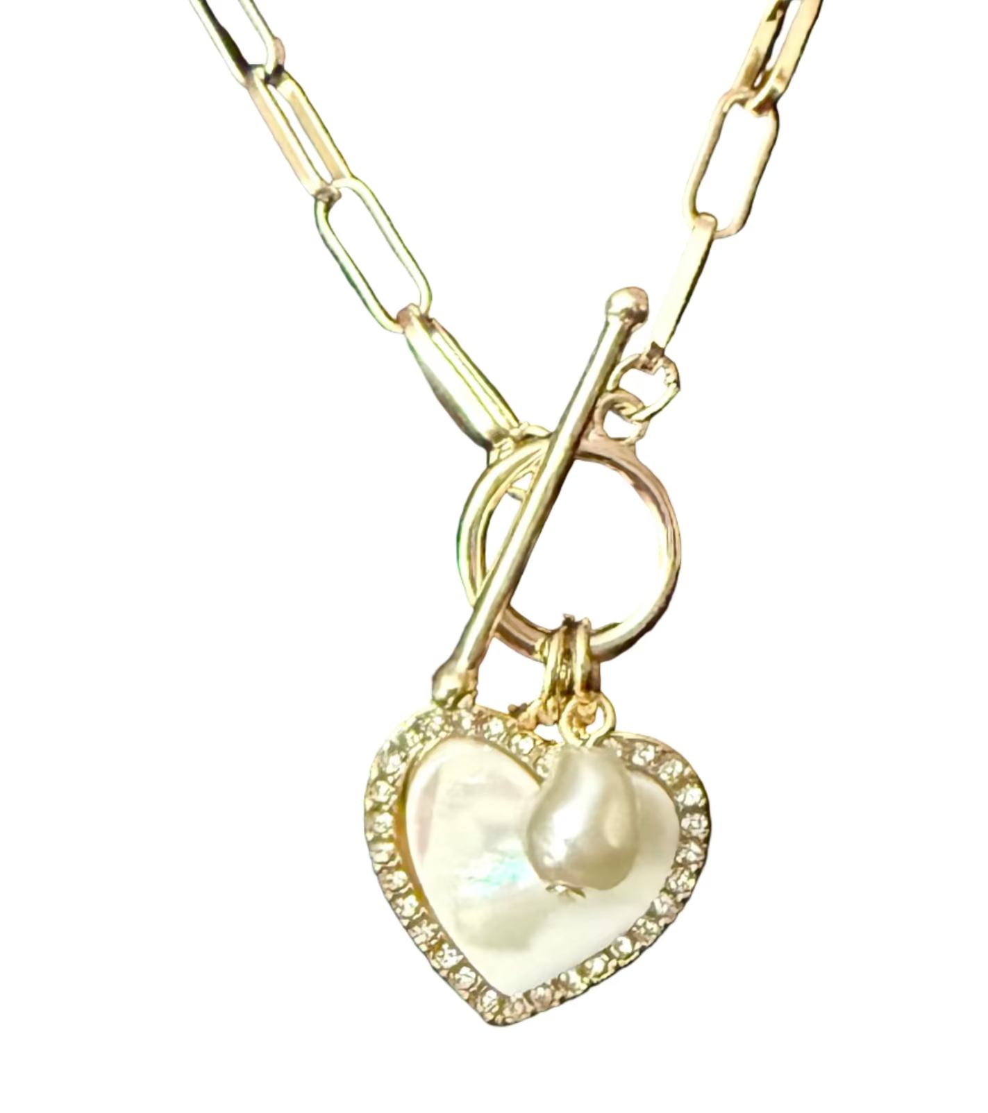 18” Gold Heart Link Necklace