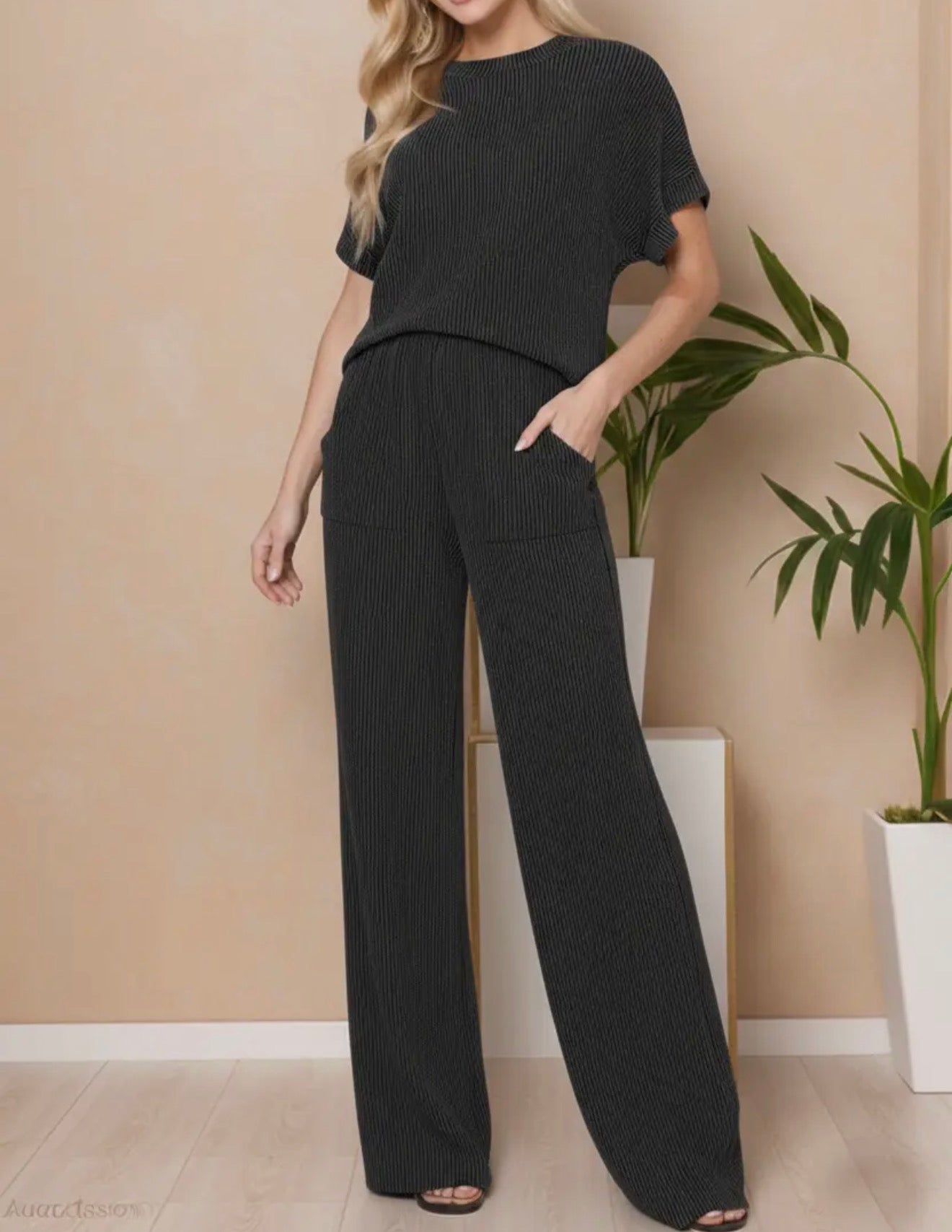 Ribbed 2 Piece Pant Set