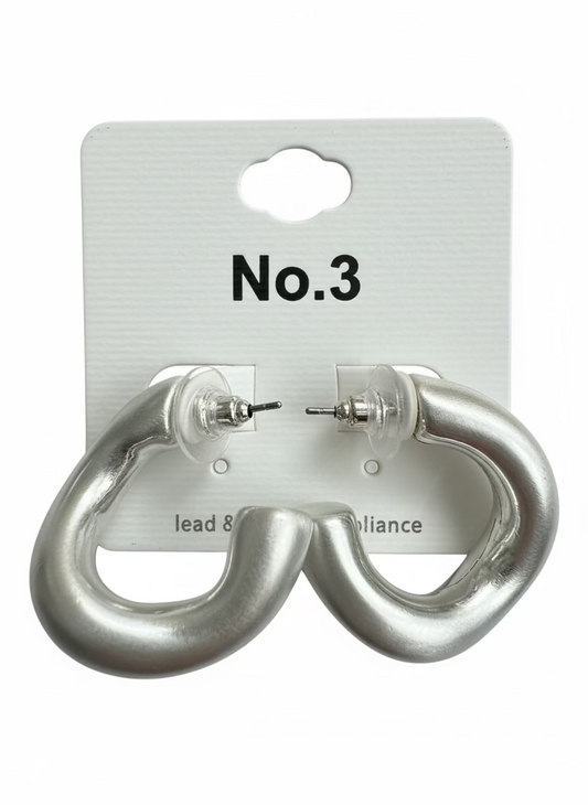 Sculpted Flat Silver Hoops