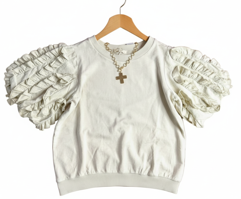 Bubble Ruffle Sleeves Top