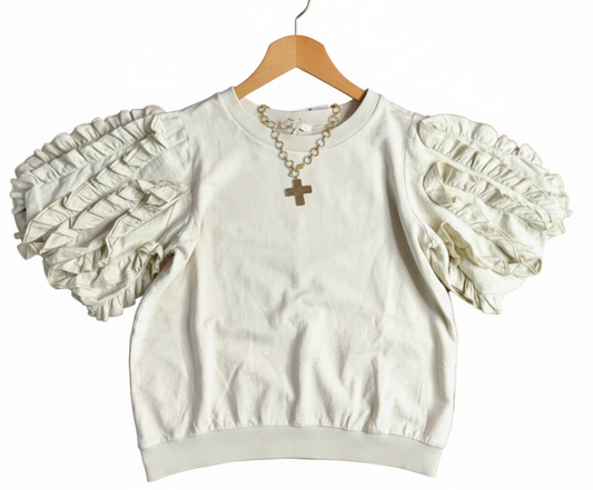 Bubble Ruffle Sleeves Top