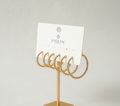 Beaded Trio Beaded Gold Hoop Set