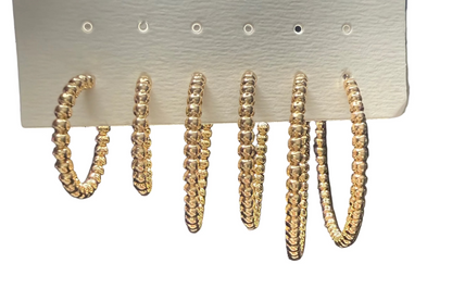 Beaded Trio Beaded Gold Hoop Set