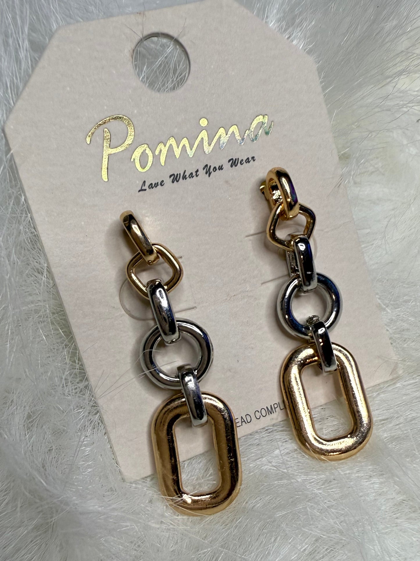 Silver and Gold Two Tone Link Earrings