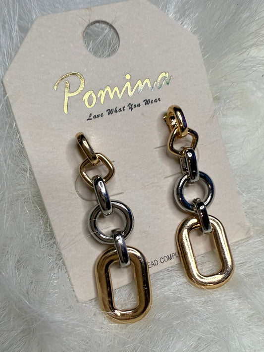 Silver and Gold Two Tone Link Earrings