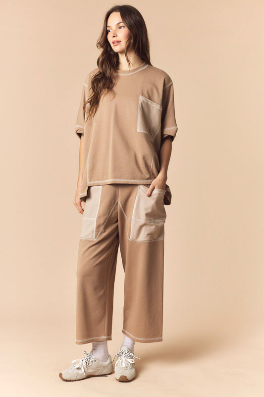 Tan Stripe Pant Set